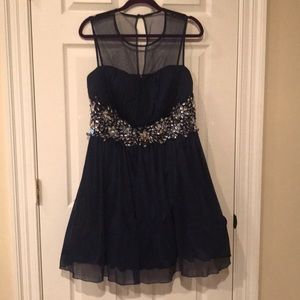 Homecoming navy blue dress with jewel detail